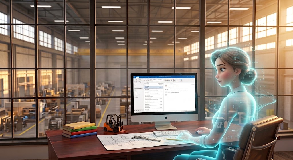 Claudia, assistante IA, en hologramme au bureau